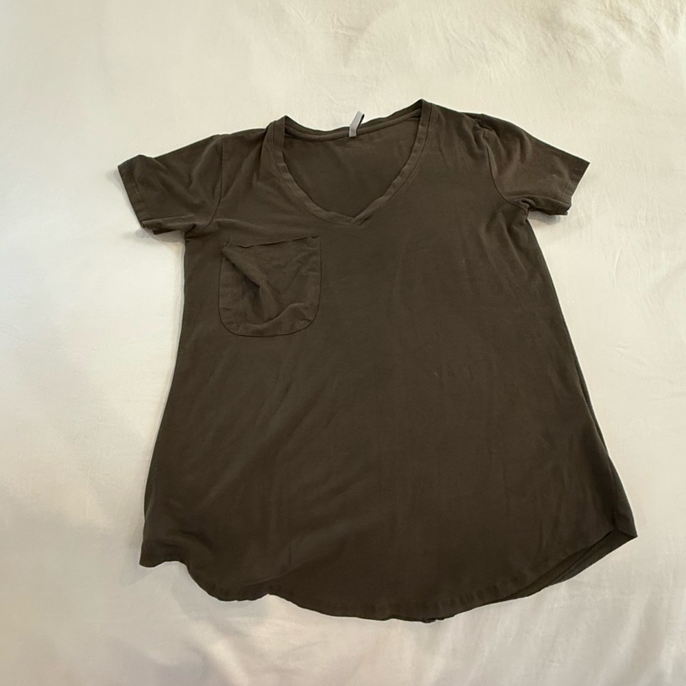 olive green velvet v-neck
